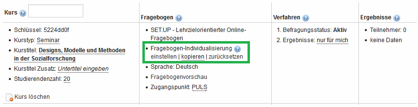 Fragebogen individualisieren